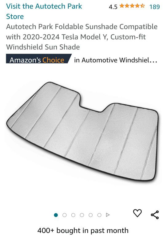 Autotech Park Foldable Sunshade Compatible with 2020-2024 Tesla Model Y