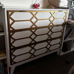 3 Drawer Gold & White Dresser $20