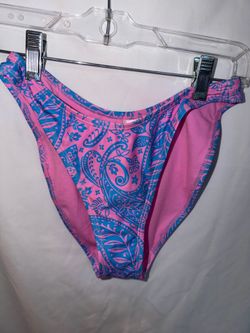 Women’s Bikini Bottoms, Bright Print In Pink & Aqua Blue, Size XS, Wild Fable
