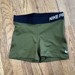 Nike Pro Womens green and black shorts size small 