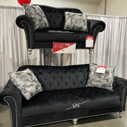 Innovative Textile Solutions Franklin Black and Red Loveseat