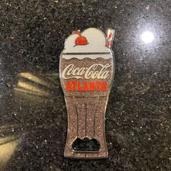 Authentic Coca-Cola Coke Orlando Metal Glitter Sundae Bottle Opener Magnet