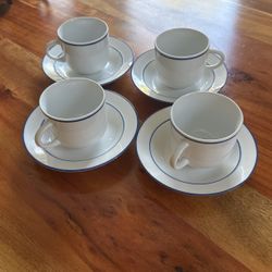 4 Set White Saucers/ Tea Cups