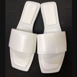 Brand New 9.5 Womens Square Open Toe Slide Sandals Cute Slip On Strap Flat Sandals