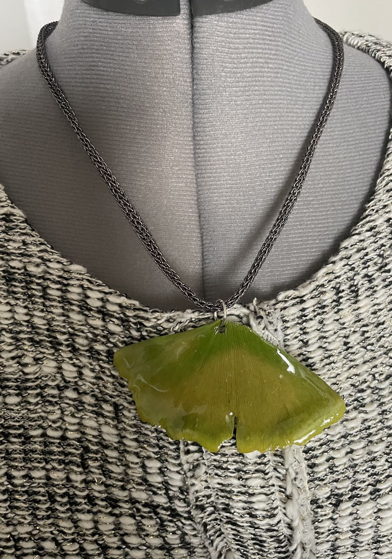 GINKGO BILOBA LEAF NATURAL  EARRINGS AND NECKLACE HANDMADE!