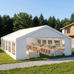 32x16 Heavy-Duty Party Tent Canopy for Weddings Waterproof Event Tent with Removable Sidewalls &Roll-up Door,Outdoor Weddings, BBQ, Birthday Parties, 