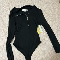 Black Zipper Bodysuit