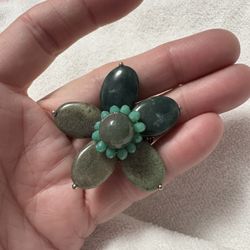 HANDMADE AGATE FLOWER BROOCH 43mml