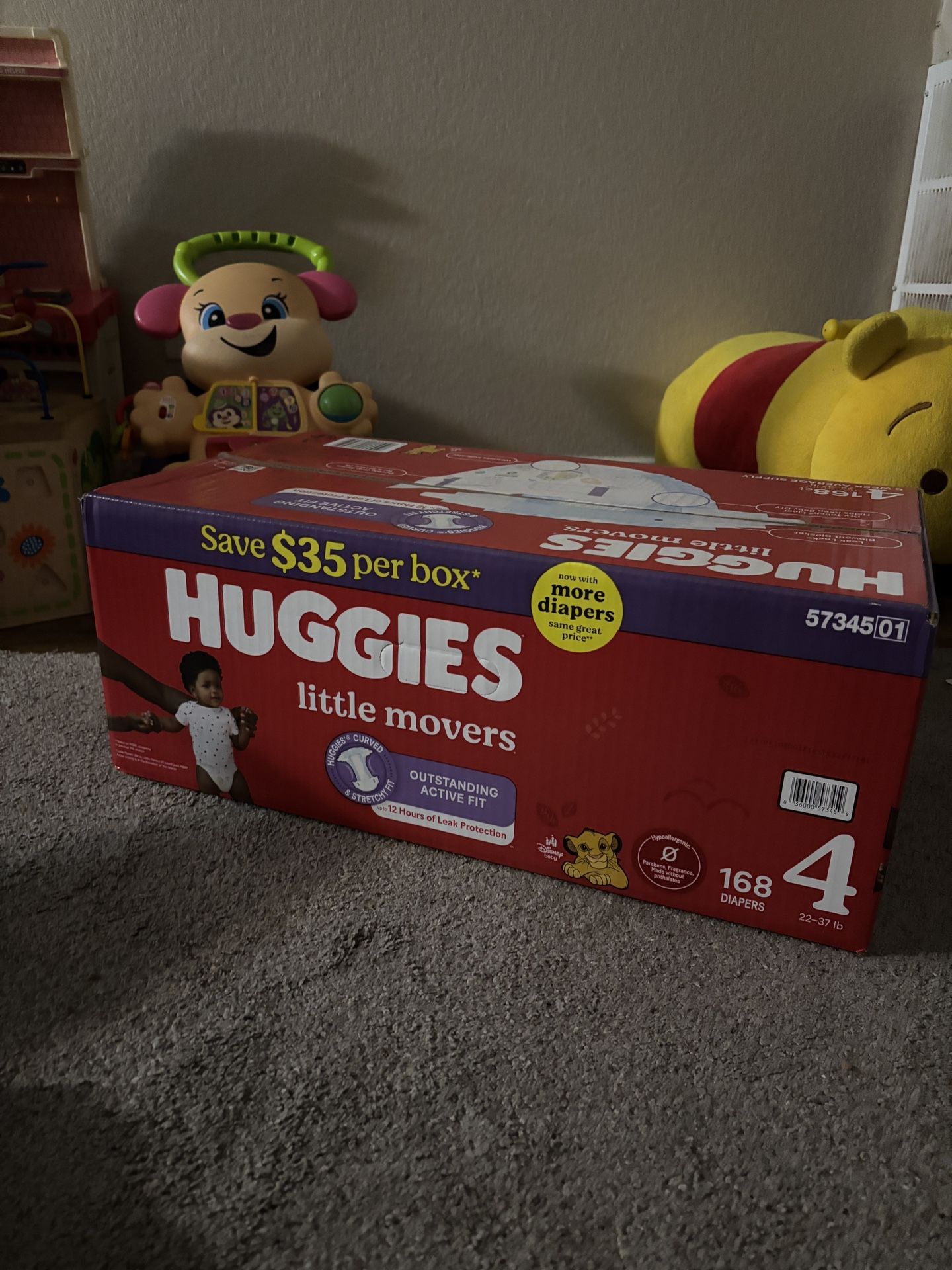 Huggies Little Movers Baby Disposable Diapers, Size 4, 168 Count