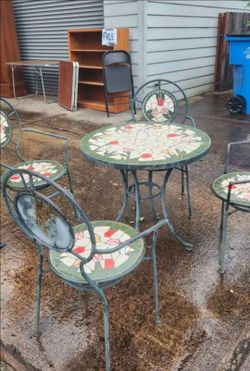 Mosaic Tile Bistro Set with 4 Chairs