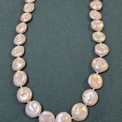 Freshwater coin pearl necklace with sterling silver clasp