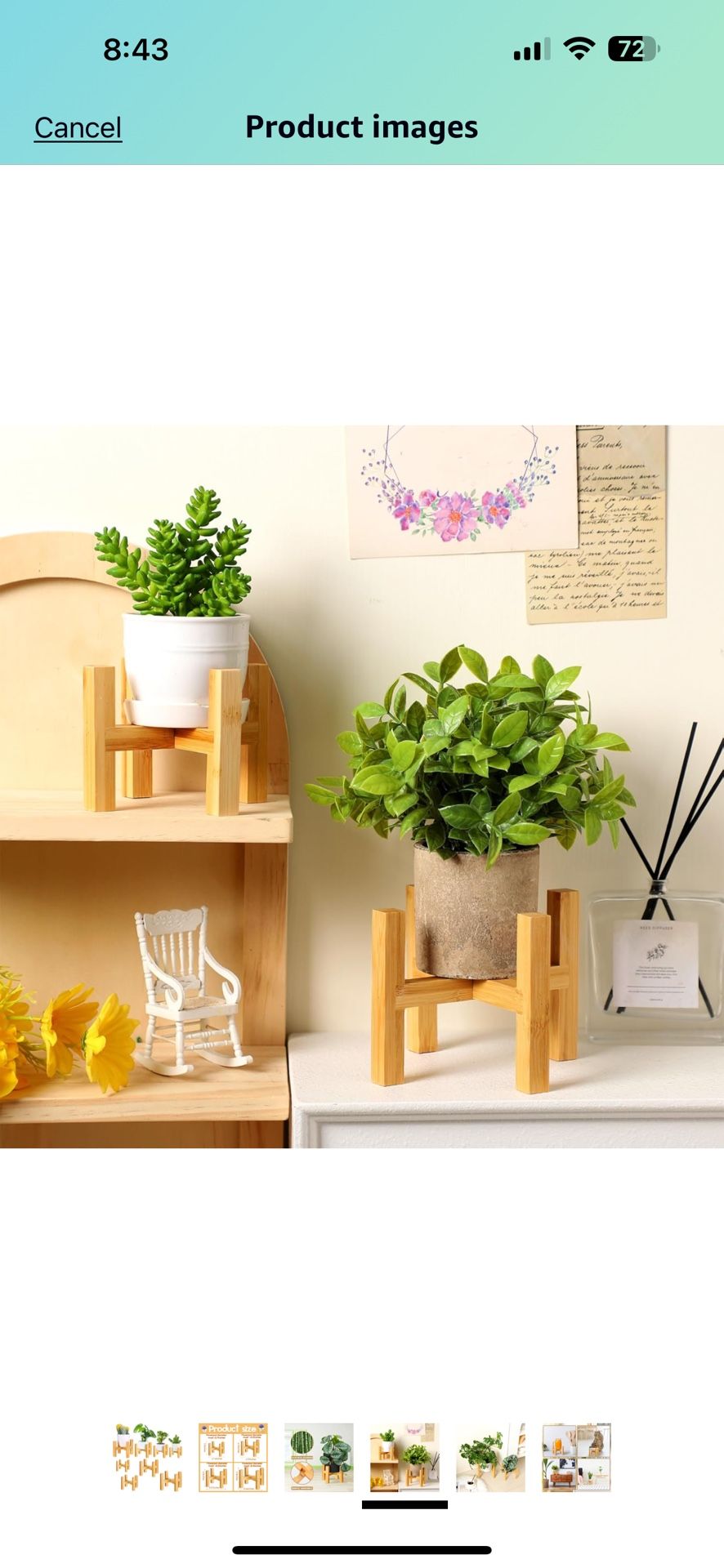 4 Pcs Modern Boho Plant Stand Indoor Mid Century Bamboo Wood Flower Pot Holder Rustic Table Wooden Planter Plant Holder Natural Display Potted Rack fo