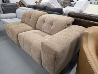 Reclining Loveseat, Fabric Tan. Brand new!