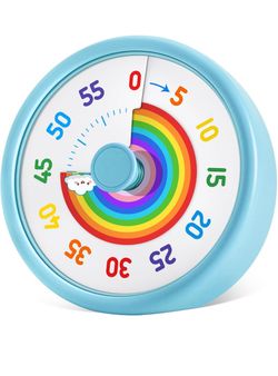 Visual Timer for Kids, 60 Minute Countdown Timers for Classroom Kitchen Office, Rainbow Disk Desk Timer Clock with Silent Operation, Pomodoro Timer Ti
