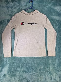 Champion Boys Youth XL Gray Lightweight Hoodie Long Sleeve Script Logo Pullover