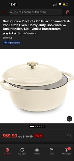 7.5 Quart Enamel Cast Iron Dutch Oven - Vanilla Buttercream