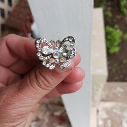 Womens beautiful zirconium butterfly ring adjustable band