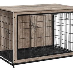 Feandrea Dog Crate Furniture, Side End Table, Modern Kennel for Dogs Indoor up to 80 lb, Heavy-Duty Dog Cage with Multi-Purpose Removable Tray