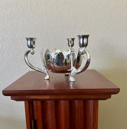 International Silver Company triple taper candle centerpiece