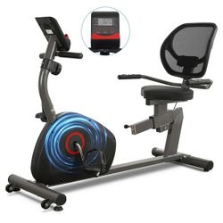Recumbent Exercise Bike for Home Stationary Bike Sturdy Quiet 8 Levels Recumbent Bikes Large Comfortable Seat Heart Rate Handle & iPad Holder for Gym 