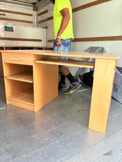 Light Oak Computer Desk with Keyboard Tray
