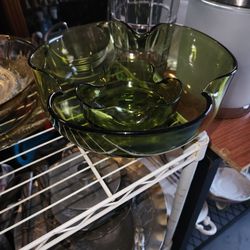 Vintage 2 Green Glassware