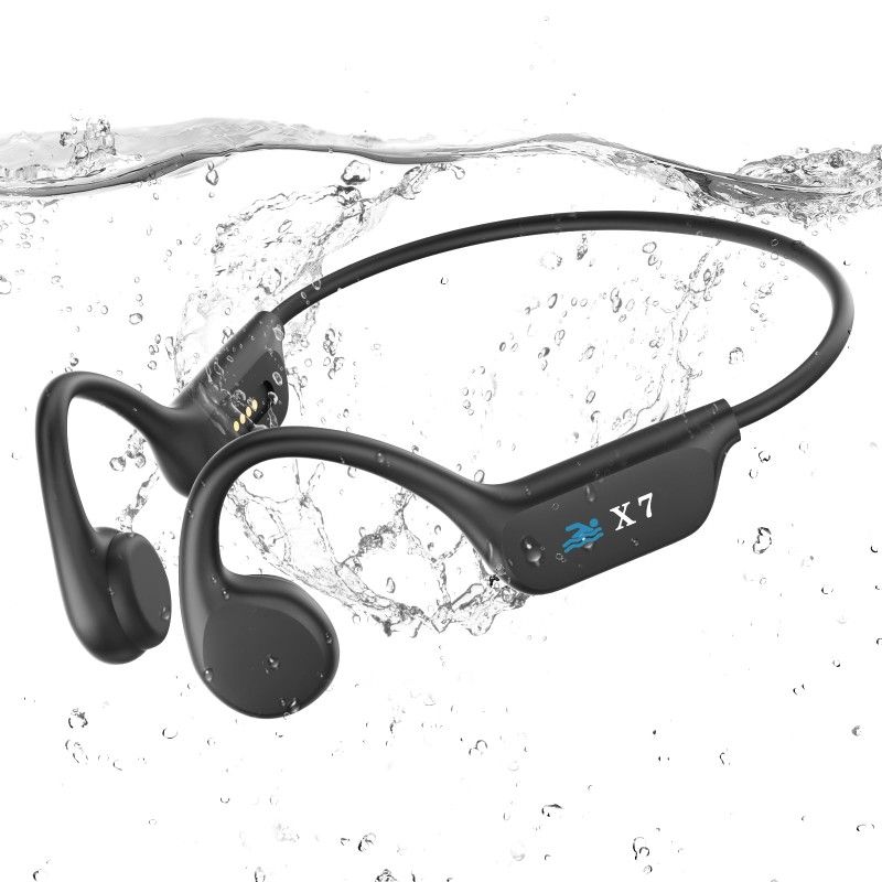 Swimming headphones-bone conduction headphones, IP68 waterproof built-in MP3 player 32G memory, underwater swimming headphone, wireless open Earphones