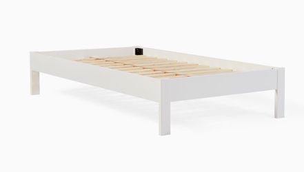 White Wood Platform Bed Frame
