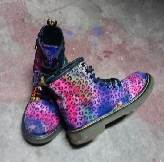 Dr. Martens 1460 Rainbow Leopard Boots Kids 13