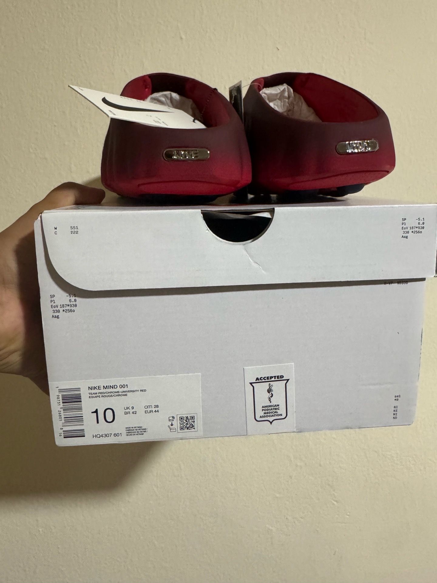 Nike mind 001 Slide Team Red University Red Size 10