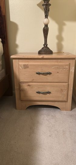 Light Wood 2-Drawer Nightstand