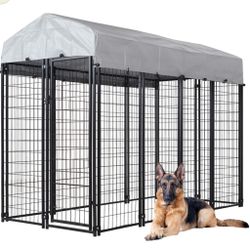 8'L x4' W x 6'H ,Large Outdoor Dog Kennel, Heavy Duty Outdoor Dog Cage, Anti-Rust Dog Pens Outdoor with Waterproof UV-Resistant Cover and Secure Lock