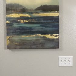 Medium canvas art frame, blue and gold, multicolor - $20