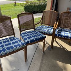 Blue Pattern Wooden Chairs