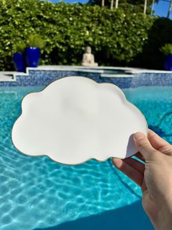 Casting Resin Cloud White Gold Edging Trinket Dish Handmade