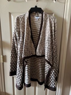 Flyaway Cardigan Color Warm Fudge/ Oatmeal, Marca TIME AND TRU - Size L