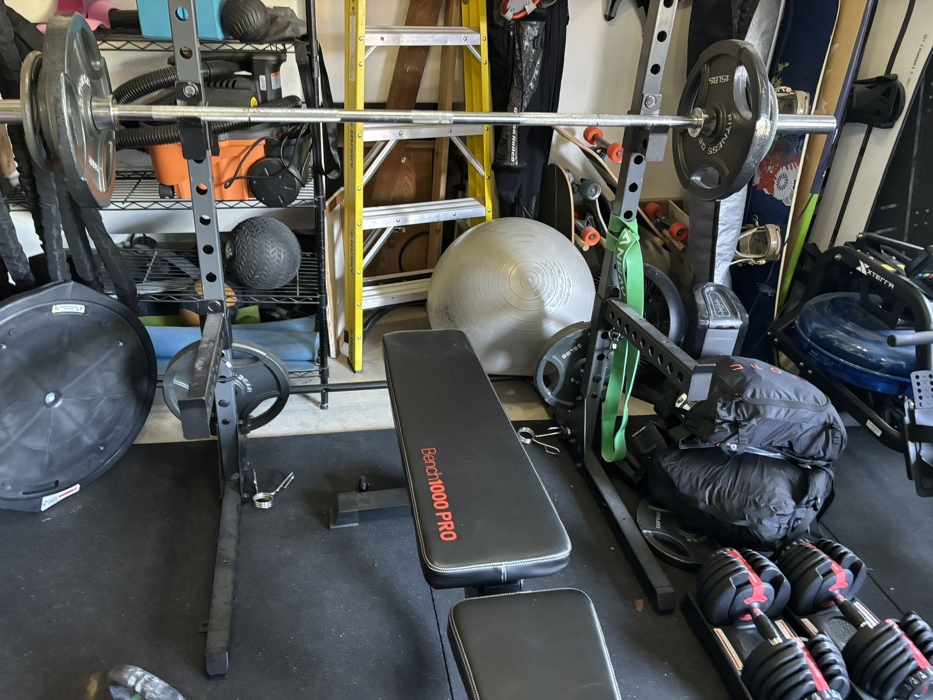 Weight Rack, Bench And Weights 
