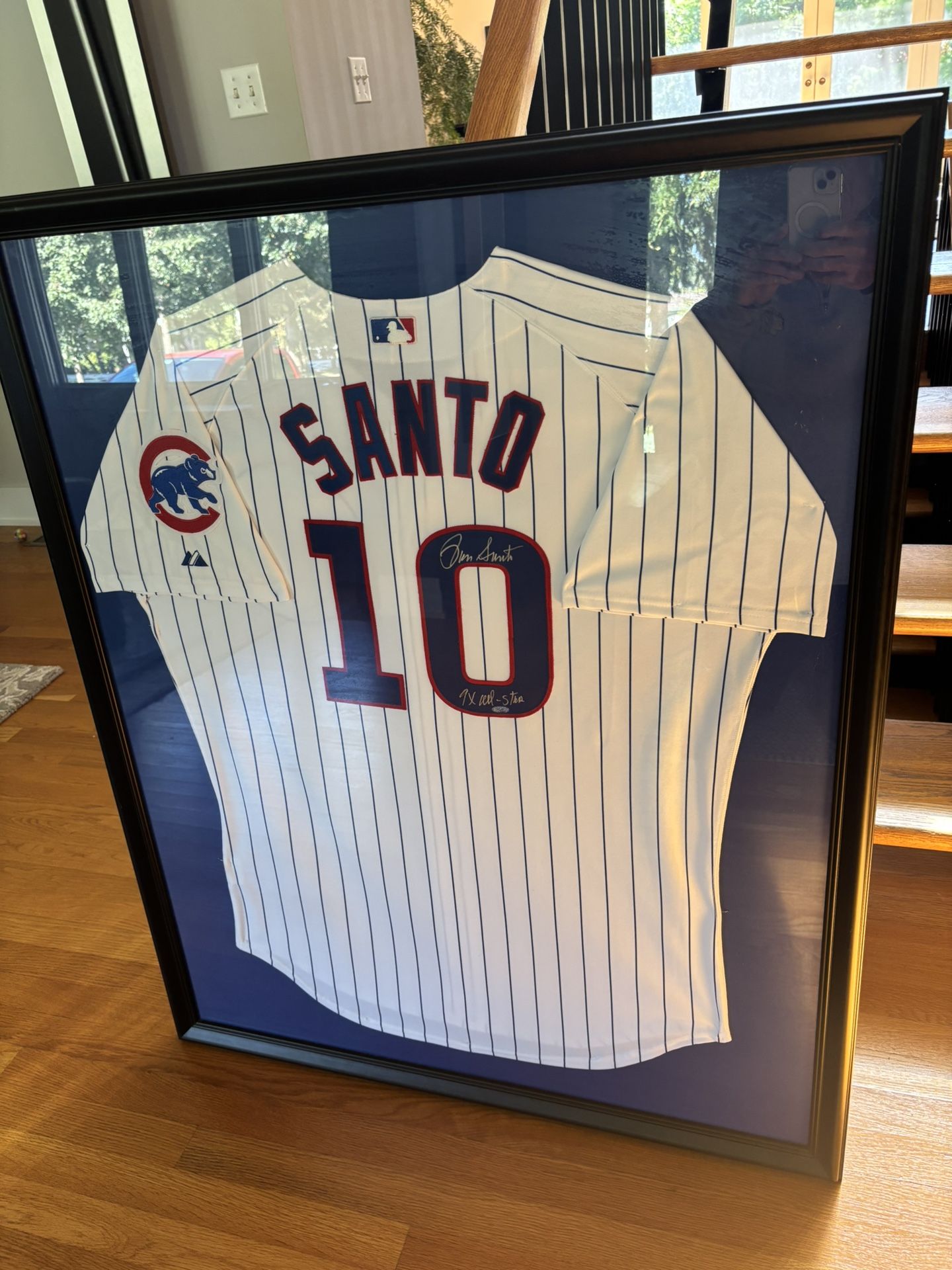 Chicago Cubs, Ron Santo, Signed And Professionally Framed Jersey. Measures 36”x43”.
