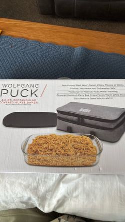 Glass rectangular baking dish w/lid & insulated carry bag