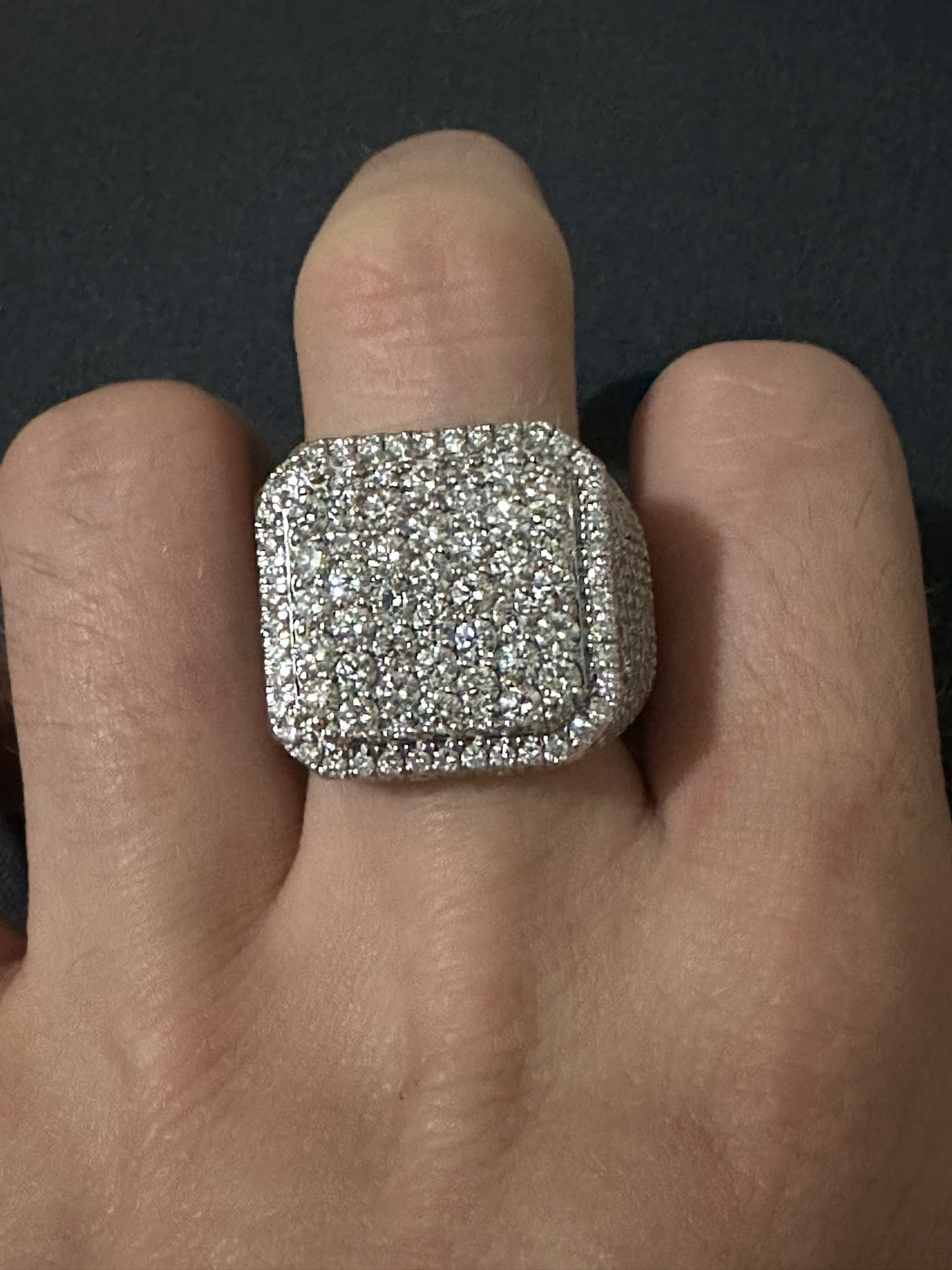 10k White Gold Flawless VS Natural 7 Carat Men’s Diamond Ring!