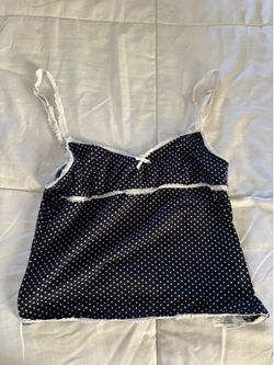 Edikted black & white polka dot lace trim tank top