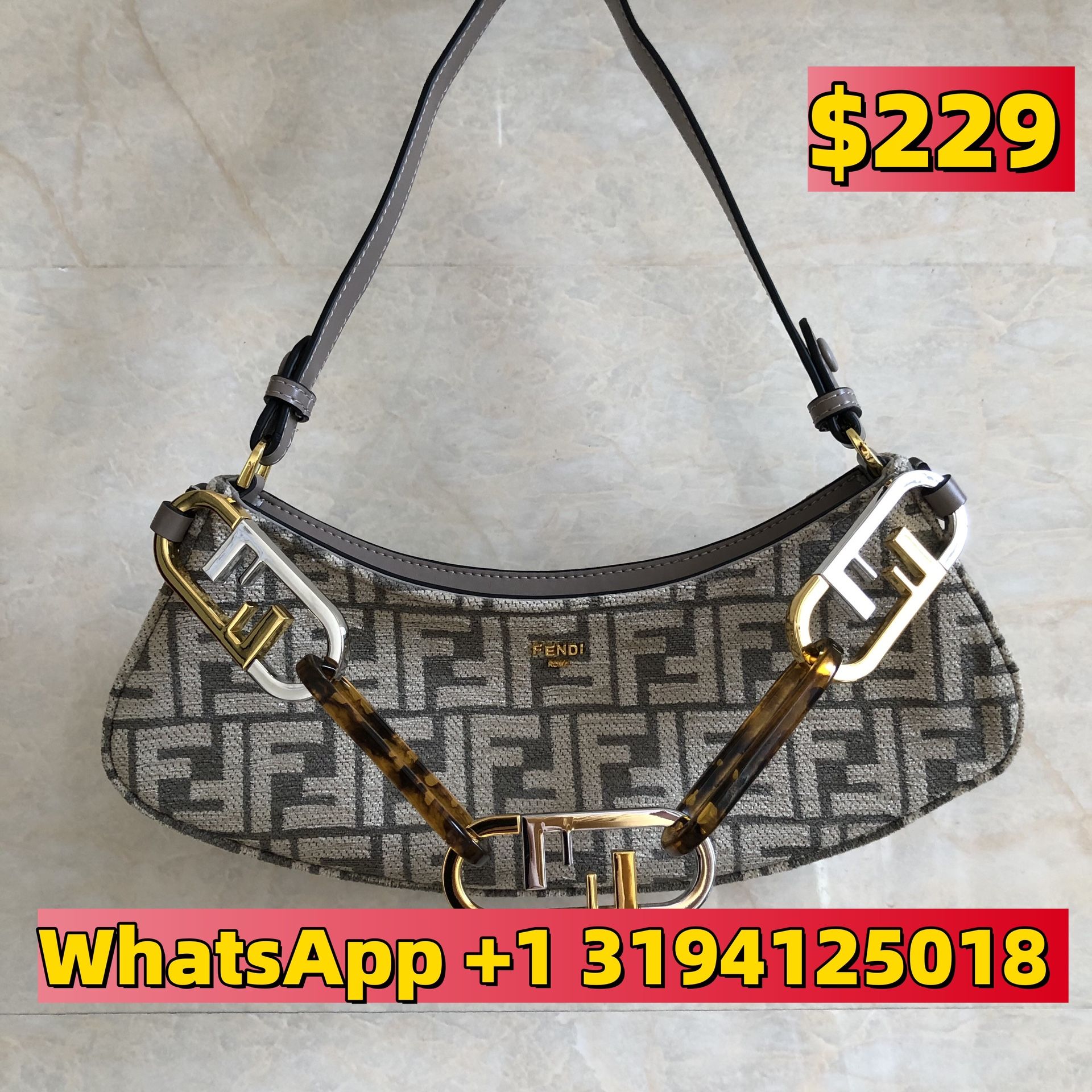  Fendi Italy o’lock swing Crossbody Bag Large Canvas FF Logo Classic Rare GORGEOUS!