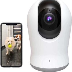 2K 3MP Indoor Camera, Dog Camera with 360° 8X PTZ, WiFi Camera Indoor with H.265 Coding Technical, 2-Way Audio, AI Human Detection, Enhanced Night Vis