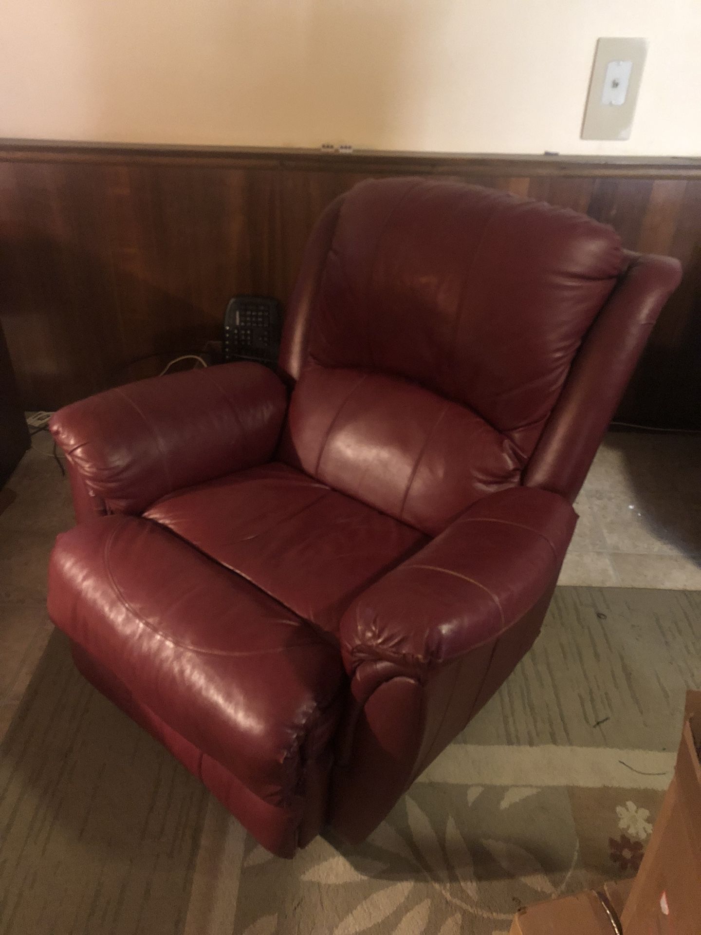 Leather Recliner Maroon