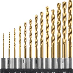 13-Piece Titanium Twist Drill Bit Set