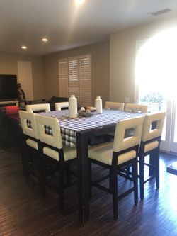 High Top Dining Table with 8 matching chairs