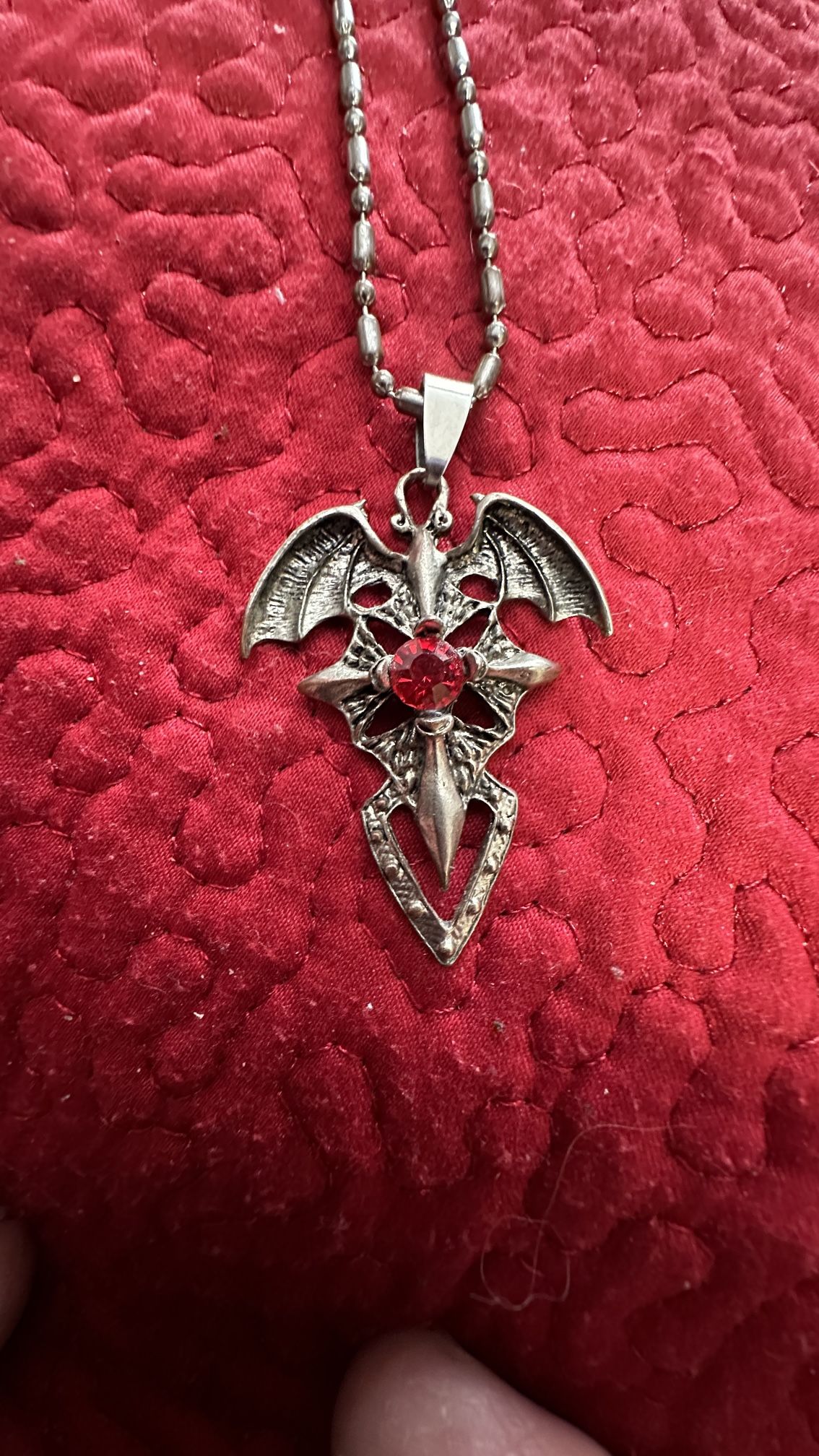 Winged Ruby Pendant Gothic Dracula