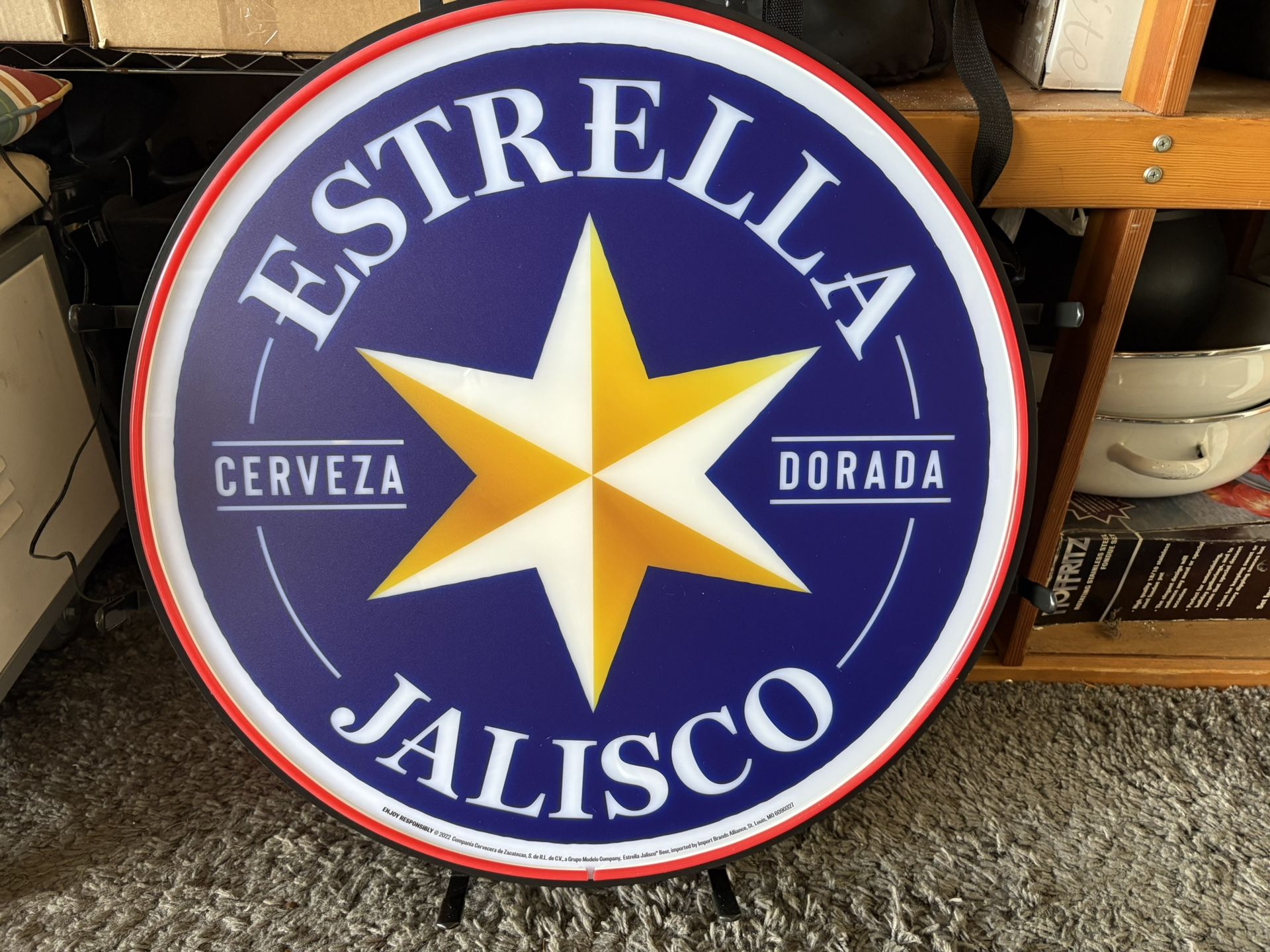 Estrella Jalisco Beer Sign. LED Tubing Lighted