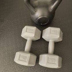 Pair of Dumbbells and Kettlebell 