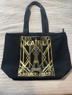 Karl Lagerfeld Paris Large Black Totes Zipper Bag